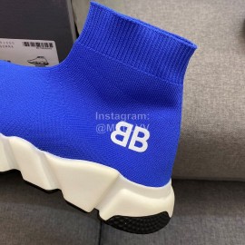 Balenciaga Blue Double Layer Gold Silk High Elastic Knitted Cotton Boots For Women