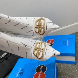 Balenciaga Winter Fashion Leather High Heel Boots For Women White