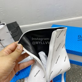 Balenciaga Winter Fashion Leather High Heel Boots For Women White