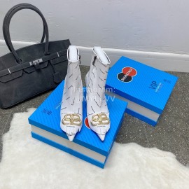 Balenciaga Winter Fashion Leather High Heel Boots For Women White