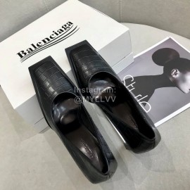 Balenciaga Autumn Winter Black New Cowhide Square Head High Heels 