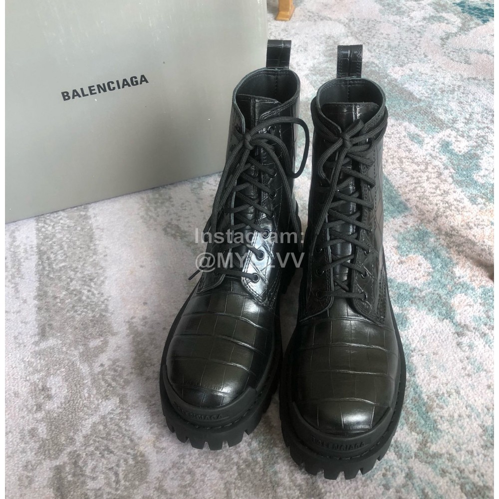 Balenciaga Autumn Winter Fashion Leather Martin Boots For Women Black
