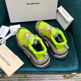 Balenciaga Triple-S Cowhide Canvas Mesh Sneakers For Men And Women Blue
