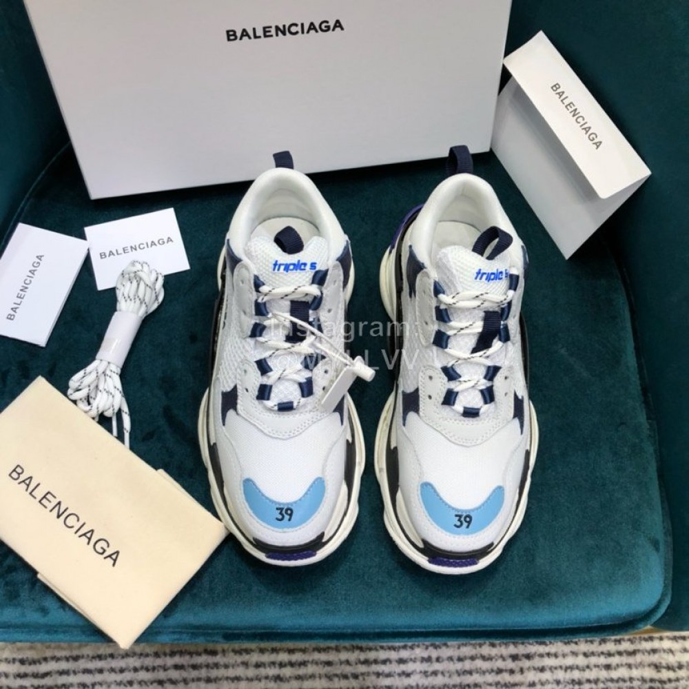 Balenciaga Triple-S Cowhide Canvas Mesh Sneakers For Men And Women White