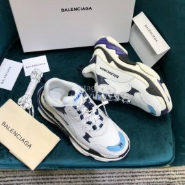 Balenciaga Triple-S Cowhide Canvas Mesh Sneakers For Men And Women White