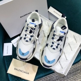 Balenciaga Triple-S Cowhide Canvas Mesh Sneakers For Men And Women White