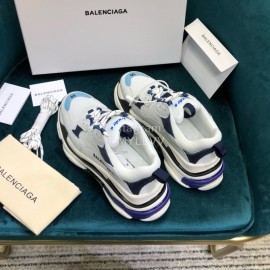 Balenciaga Triple-S Cowhide Canvas Mesh Sneakers For Men And Women White