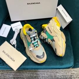 Balenciaga Triple-S Cowhide Canvas Mesh Sneakers For Men And Women Coffee