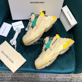 Balenciaga Triple-S Cowhide Canvas Mesh Sneakers For Men And Women Coffee