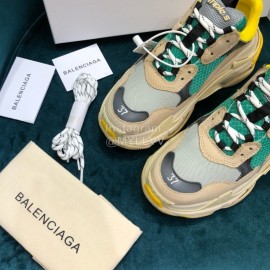 Balenciaga Triple-S Cowhide Canvas Mesh Sneakers For Men And Women Coffee