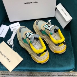 Balenciaga Triple-S Cowhide Canvas Mesh Sneakers For Men And Women Coffee