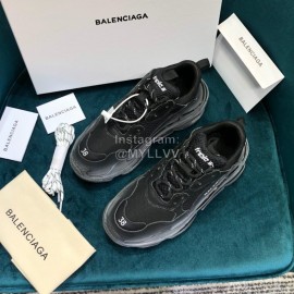 Balenciaga Triple-S Cowhide Canvas Mesh Black Sneakers For Men And Women
