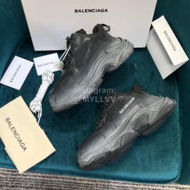 Balenciaga Triple-S Cowhide Canvas Mesh Black Sneakers For Men And Women