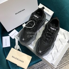 Balenciaga Triple-S Cowhide Canvas Mesh Black Sneakers For Men And Women