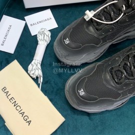 Balenciaga Triple-S Cowhide Canvas Mesh Black Sneakers For Men And Women