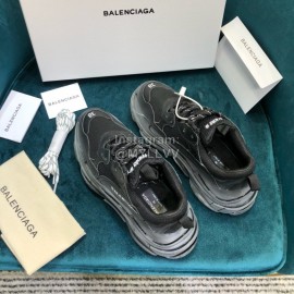 Balenciaga Triple-S Cowhide Canvas Mesh Black Sneakers For Men And Women
