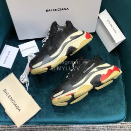 Balenciaga Triple-S Black Cowhide Canvas Mesh Sneakers For Men And Women
