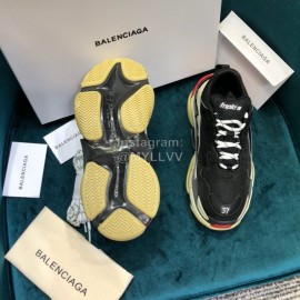 Balenciaga Triple-S Black Cowhide Canvas Mesh Sneakers For Men And Women