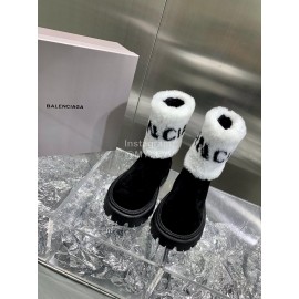 Balenciaga Winter Printed Letter Warm Lamb Wool Boots For Women