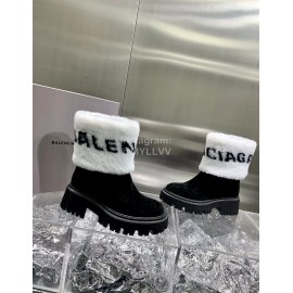 Balenciaga Winter Printed Letter Warm Lamb Wool Boots For Women
