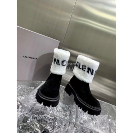 Balenciaga Winter Printed Letter Warm Lamb Wool Boots For Women