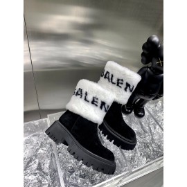 Balenciaga Winter Printed Letter Warm Lamb Wool Boots For Women