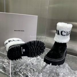 Balenciaga Winter Printed Letter Warm Lamb Wool Boots For Women