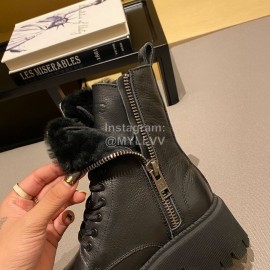 Balenciaga Autumn Winter New Soft Leather Lace Up Martin Boots For Women Black
