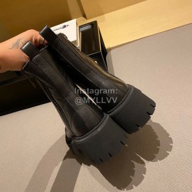 Balenciaga Autumn Winter New Soft Leather Lace Up Martin Boots For Women Black