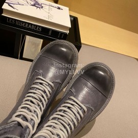 Balenciaga Autumn Winter New Soft Leather Lace Up Martin Boots For Women Gray