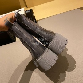 Balenciaga Autumn Winter New Soft Leather Lace Up Martin Boots For Women Gray