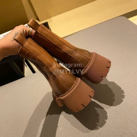 Balenciaga Autumn Winter New Soft Leather Lace Up Martin Boots For Women Brown
