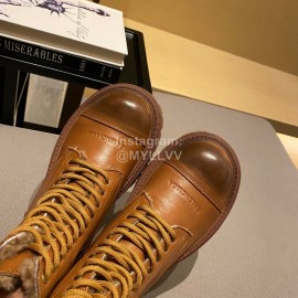 Balenciaga Autumn Winter New Soft Leather Lace Up Martin Boots For Women Brown