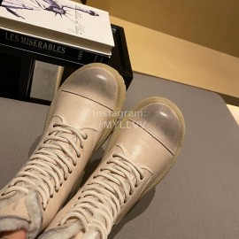 Balenciaga Autumn Winter New Soft Leather Lace Up Martin Boots For Women Khaki