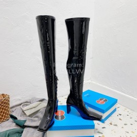 Balenciaga Autumn Winter Black Leather Elastic Pu High Heel Long Boots