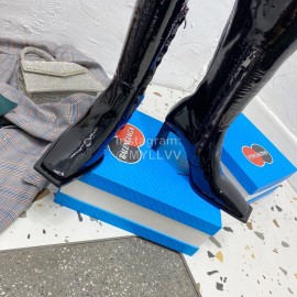 Balenciaga Autumn Winter Black Leather Elastic Pu High Heel Long Boots