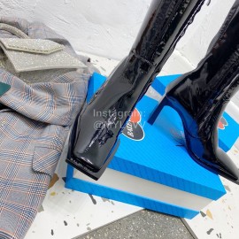 Balenciaga Autumn Winter Black Leather Elastic Pu High Heel Long Boots