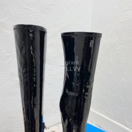 Balenciaga Autumn Winter Black Leather Elastic Pu High Heel Long Boots