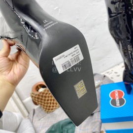 Balenciaga Autumn Winter Black Leather Elastic Pu High Heel Long Boots