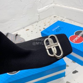 Balenciaga Autumn Winter Leather Elastic Woven Socks Boots Black