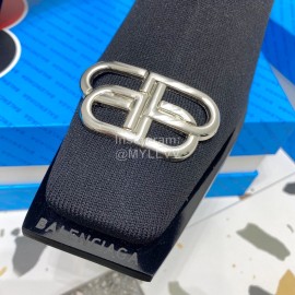 Balenciaga Autumn Winter Leather Elastic Woven Black Socks Boots