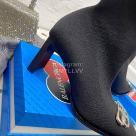 Balenciaga Autumn Winter Leather Elastic Woven Black Socks Boots