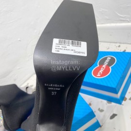Balenciaga Autumn Winter Leather Elastic Woven Black Socks Boots