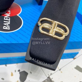 Balenciaga Autumn Winter Leather Elastic Woven Socks Boots