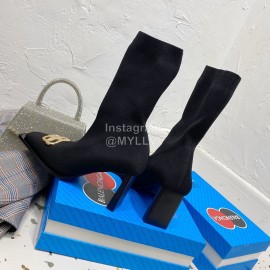 Balenciaga Autumn Winter Leather Elastic Woven Socks Boots