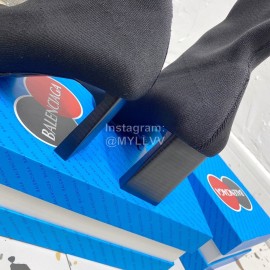 Balenciaga Autumn Winter Leather Elastic Woven Socks Boots