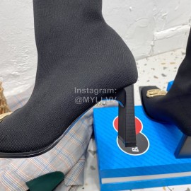 Balenciaga Autumn Winter Leather Elastic Woven Socks Boots