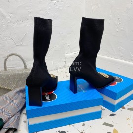 Balenciaga Autumn Winter Leather Elastic Woven Socks Boots