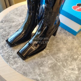 Balenciaga Autumn Winter Black Patent Leather Knee High Heels Boots