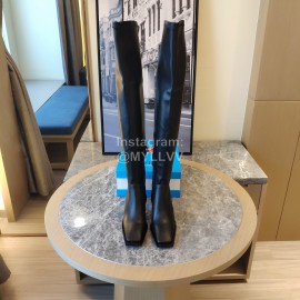 Balenciaga Autumn Winter Black Leather Knee High H..